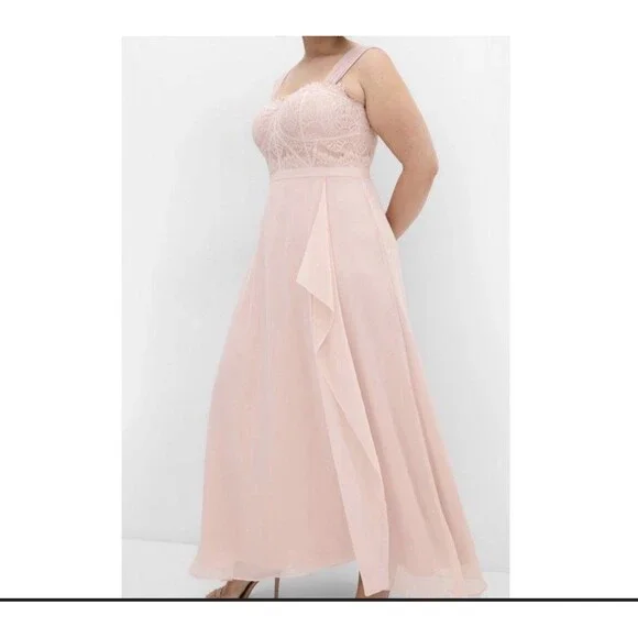 City Chic Women Size 20 Maxi Sweet Evie Pink Formal Dress Lace Chiffon Prom - Picture 5 of 8
